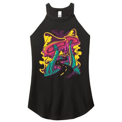 Trippy Mushroom Road Women's Perfect Tri Rocker Tank