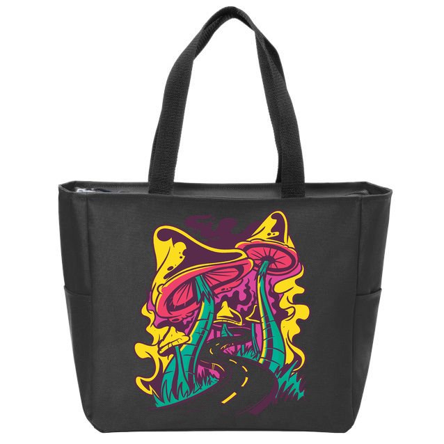 Trippy Mushroom Road Zip Tote Bag