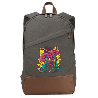 Trippy Mushroom Road Cotton Canvas Backpack