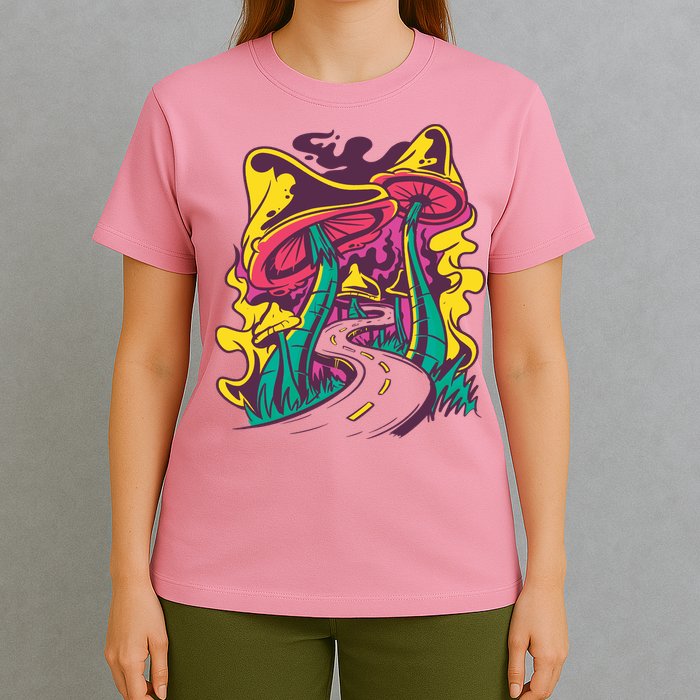 Trippy Mushroom Road T-Shirt