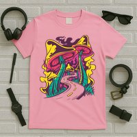 Trippy Mushroom Road T-Shirt