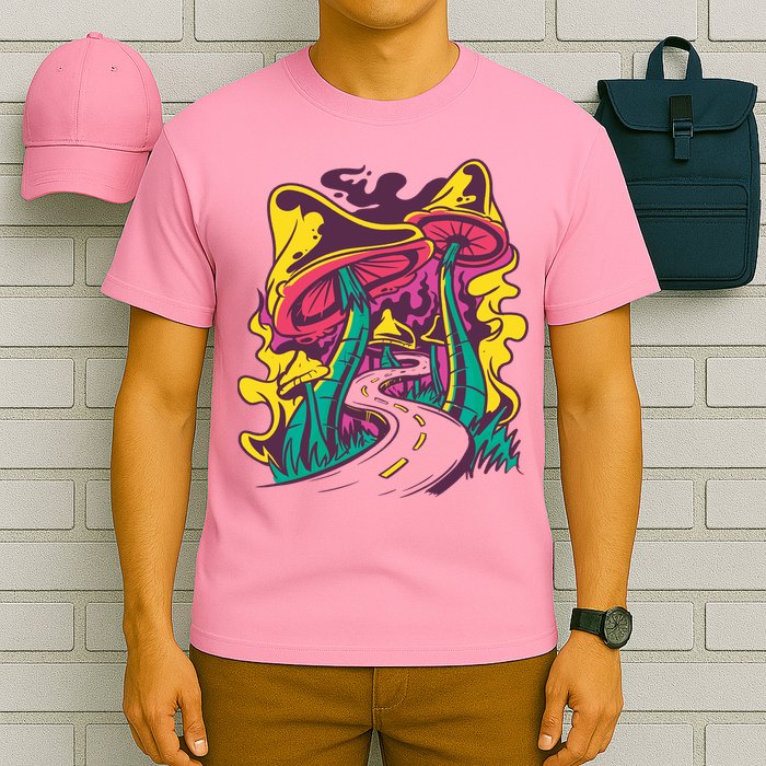 Trippy Mushroom Road T-Shirt