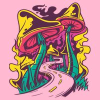 Trippy Mushroom Road T-Shirt