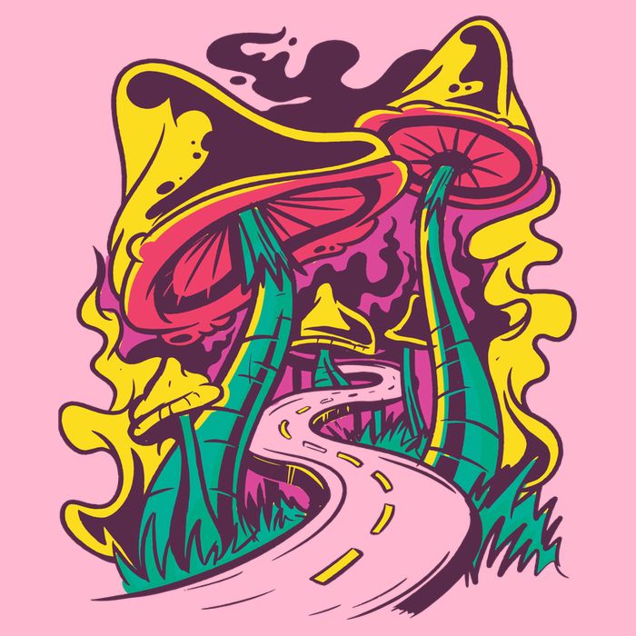 Trippy Mushroom Road T-Shirt
