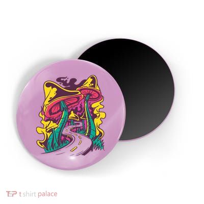 Trippy Mushroom Road Magnet