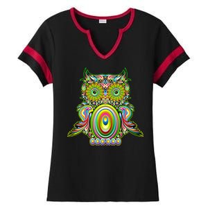 Trippy Owl Ladies Halftime Notch Neck Tee