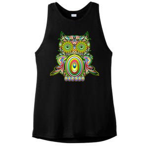 Trippy Owl Ladies PosiCharge Tri-Blend Wicking Tank