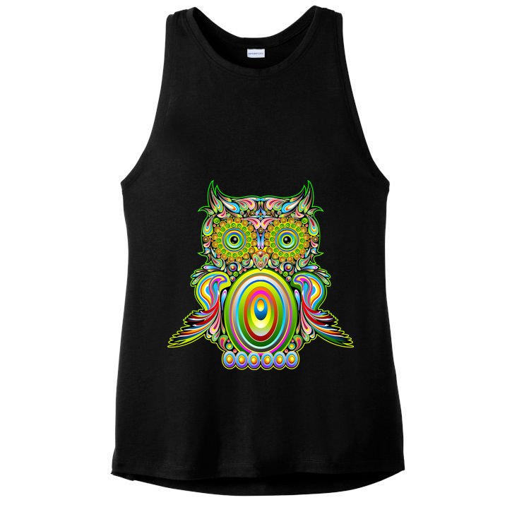Trippy Owl Ladies PosiCharge Tri-Blend Wicking Tank