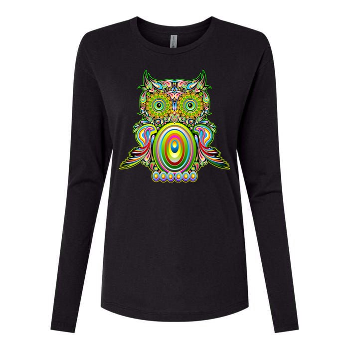 Trippy Owl Womens Cotton Relaxed Long Sleeve T-Shirt