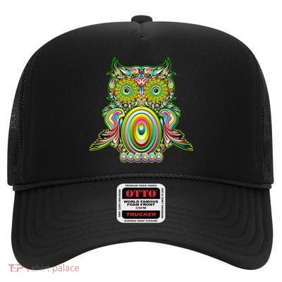 Trippy Owl High Crown Mesh Back Trucker Hat