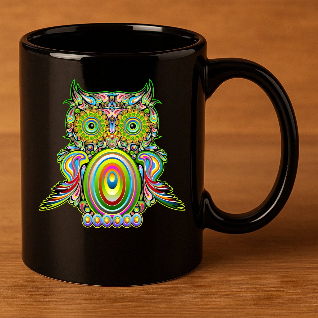 Trippy Owl 11oz C Handle Ceramic Mug