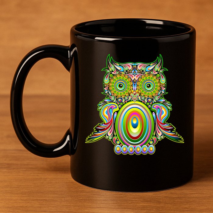 Trippy Owl 11oz C Handle Ceramic Mug