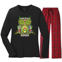 Trippy Owl Women's Long Sleeve Flannel Pajama Set 