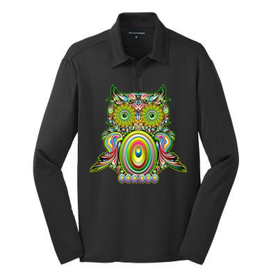 Trippy Owl Silk Touch Performance Long Sleeve Polo