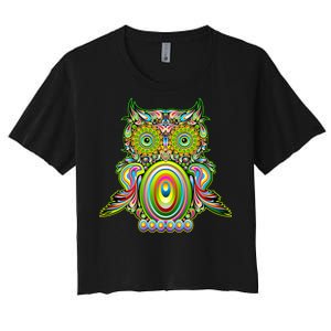 Trippy Owl Women's Crop Top Tee