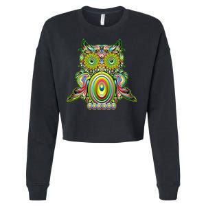 Trippy Owl Cropped Pullover Crew