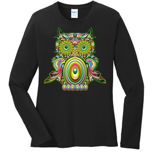 Trippy Owl Ladies Long Sleeve Shirt