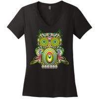 Trippy Owl Women's V-Neck T-Shirt