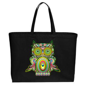 Trippy Owl Cotton Canvas Jumbo Tote