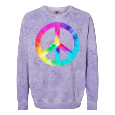 Trippy Rainbow Peace Sign Colorblast Crewneck Sweatshirt