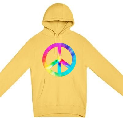 Trippy Rainbow Peace Sign Premium Pullover Hoodie