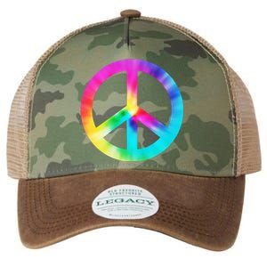 Trippy Rainbow Peace Sign Legacy Tie Dye Trucker Hat