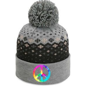 Trippy Rainbow Peace Sign The Baniff Cuffed Pom Beanie