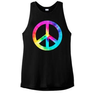 Trippy Rainbow Peace Sign Ladies PosiCharge Tri-Blend Wicking Tank