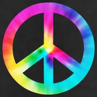 Trippy Rainbow Peace Sign 7 Panel Mesh Trucker Snapback Hat