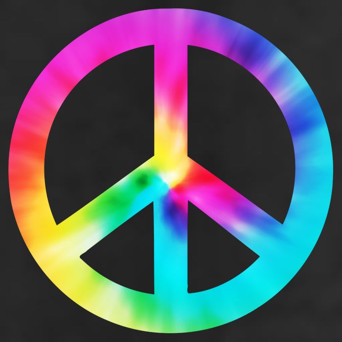 Trippy Rainbow Peace Sign 7 Panel Mesh Trucker Snapback Hat