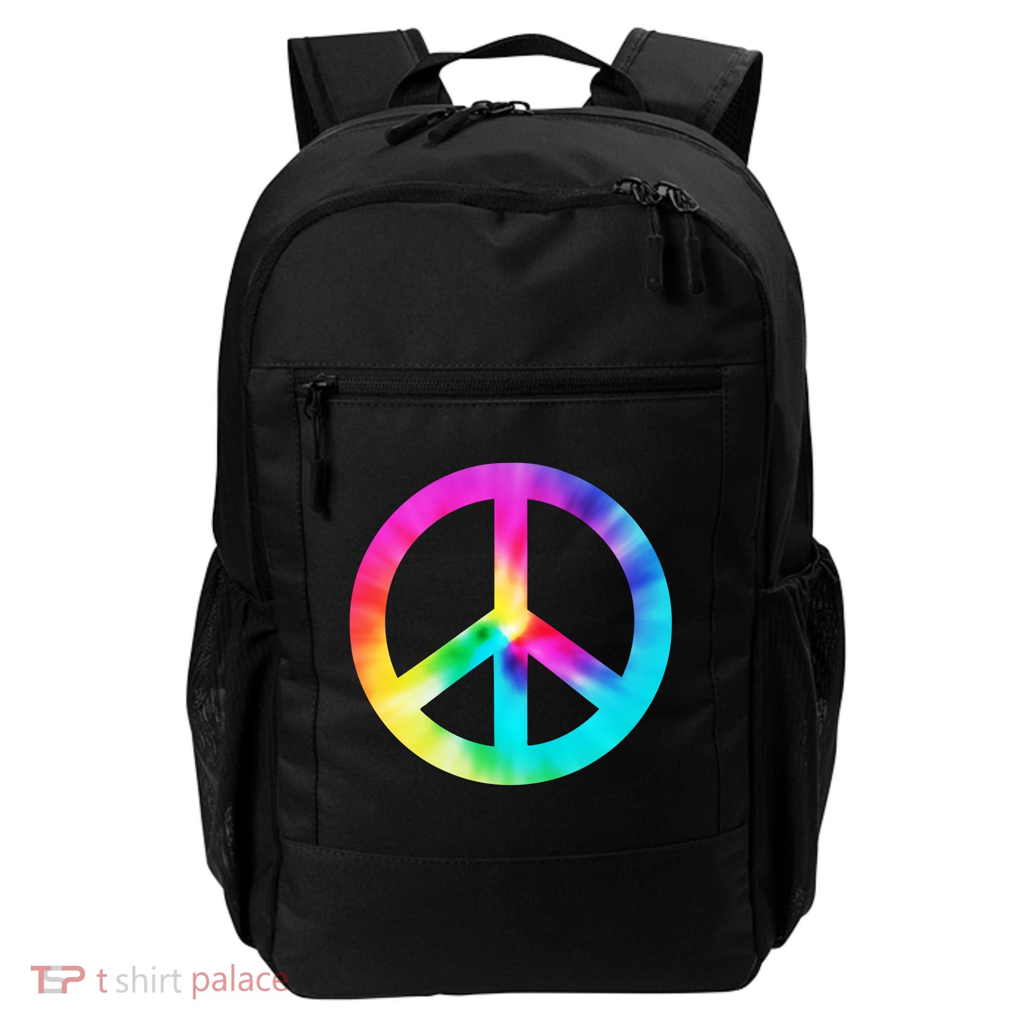 Trippy Rainbow Peace Sign Daily Commute Backpack