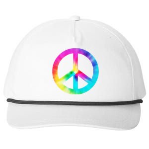 Trippy Rainbow Peace Sign Snapback Five-Panel Rope Hat