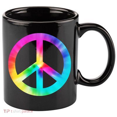 Trippy Rainbow Peace Sign 11oz C Handle Ceramic Mug