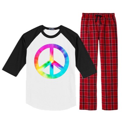 Trippy Rainbow Peace Sign Raglan Sleeve Pajama Set