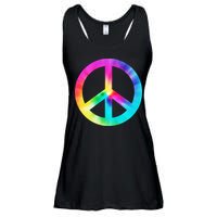 Trippy Rainbow Peace Sign Ladies Essential Flowy Tank