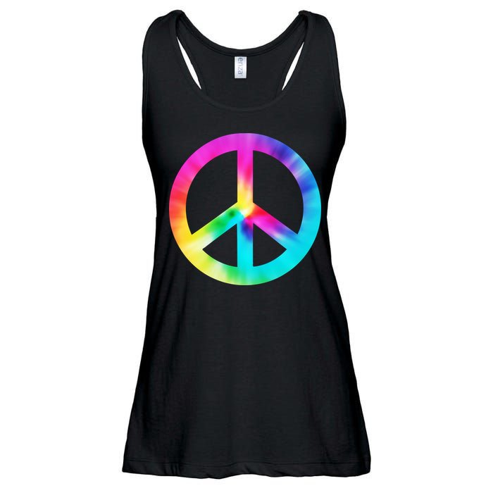 Trippy Rainbow Peace Sign Ladies Essential Flowy Tank