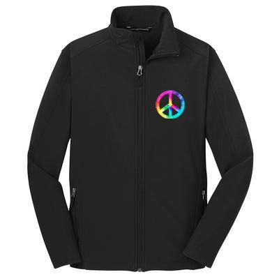 Trippy Rainbow Peace Sign Core Soft Shell Jacket