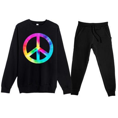 Trippy Rainbow Peace Sign Premium Crewneck Sweatsuit Set