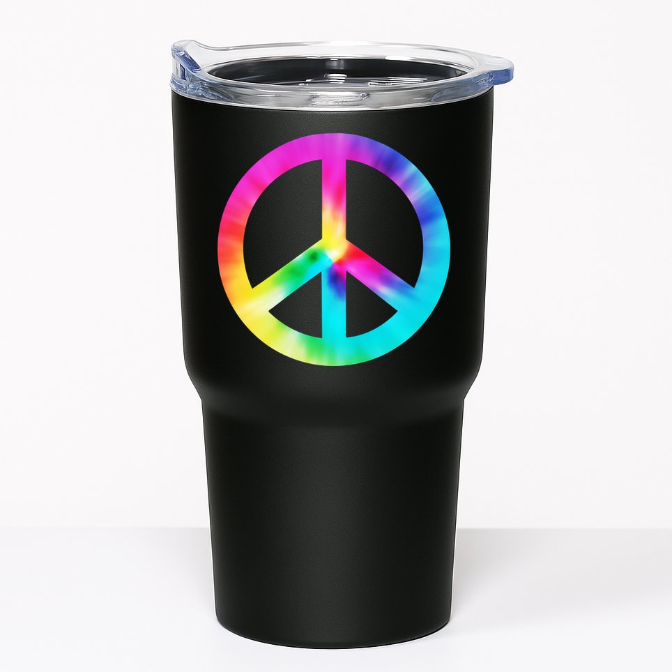 Trippy Rainbow Peace Sign Tumbler