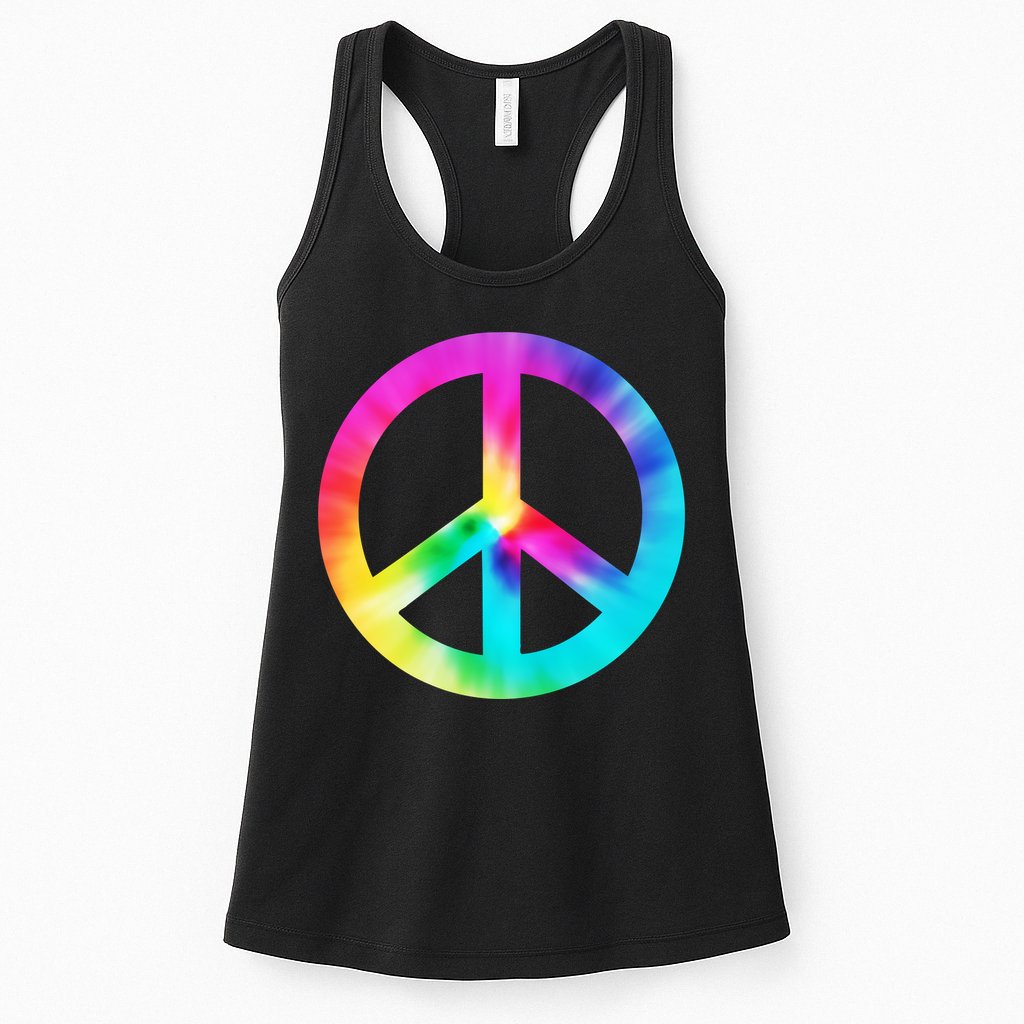 Trippy Rainbow Peace Sign Womens Tank Top