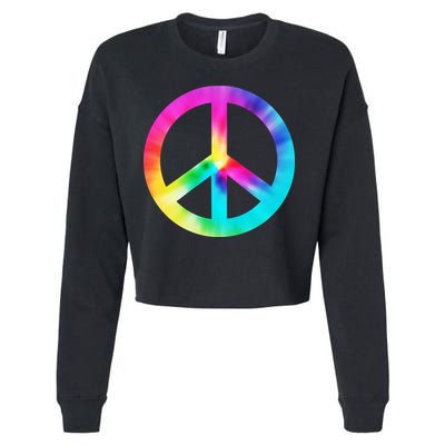 Trippy Rainbow Peace Sign Cropped Pullover Crew