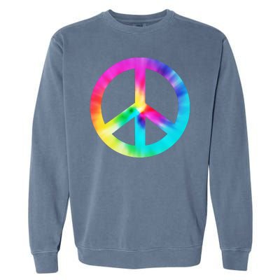 Trippy Rainbow Peace Sign Garment-Dyed Sweatshirt