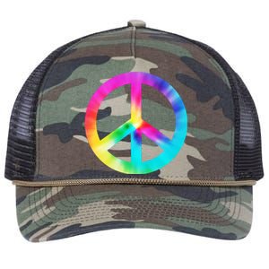 Trippy Rainbow Peace Sign Retro Rope Trucker Hat Cap