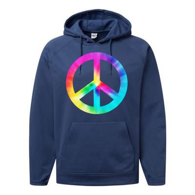 Trippy Rainbow Peace Sign Performance Fleece Hoodie