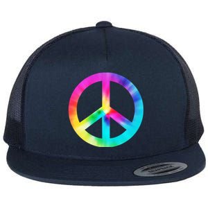 Trippy Rainbow Peace Sign Flat Bill Trucker Hat