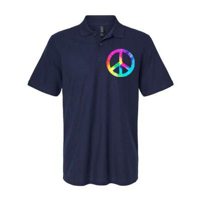 Trippy Rainbow Peace Sign Softstyle Adult Sport Polo