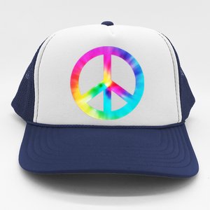 Trippy Rainbow Peace Sign Trucker Hat