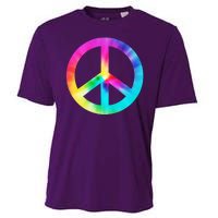 Trippy Rainbow Peace Sign Cooling Performance Crew T-Shirt