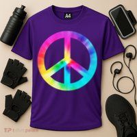 Trippy Rainbow Peace Sign Performance Shirt