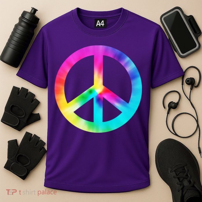 Trippy Rainbow Peace Sign Performance Shirt